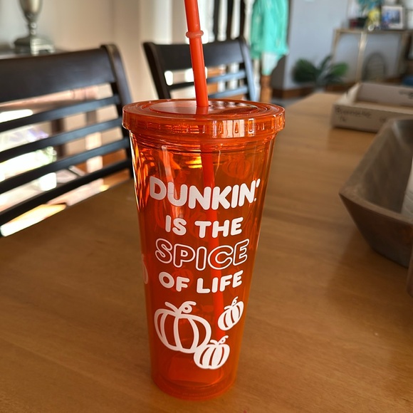2024 Dunkin Halloween Glow In The Dark Orange 24 Oz Acrylic Tumbler - Picture 1 of 3
